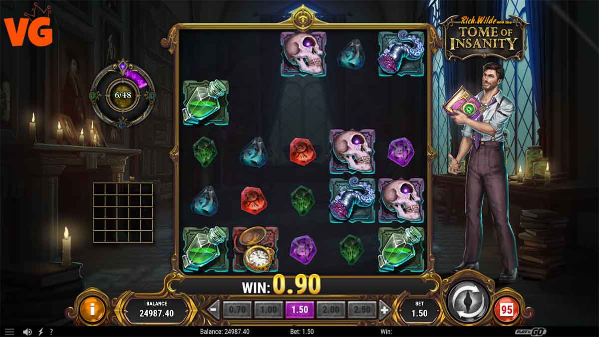 Rich Wilde and the Tome of Insanity slot game by Playn GO, win